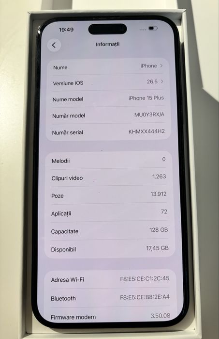 Iphone 15 Plus Black Neverlocked 128 GB