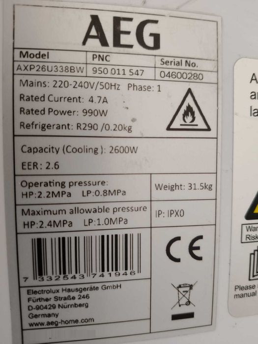 Aer conditionat portabil AEG 9000 BTU ChillFlexPro, pret Emag 3300 lei