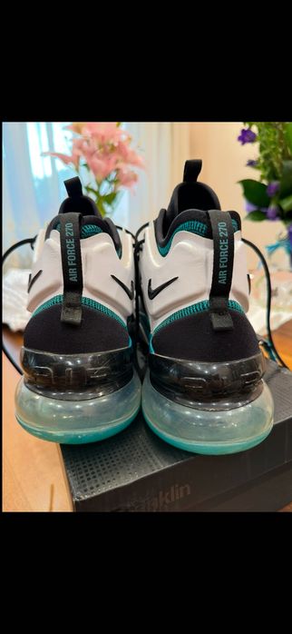 Nike Air Force 270 кецове (Черно/Бяло/Тюркоаз) - № 44.5