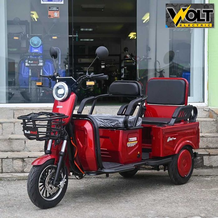 Двуместна CARGO електрическа триколка BULLMAX A10 CE, 60V, 2800W, 20Ah, 24м.гаранция и сертификат