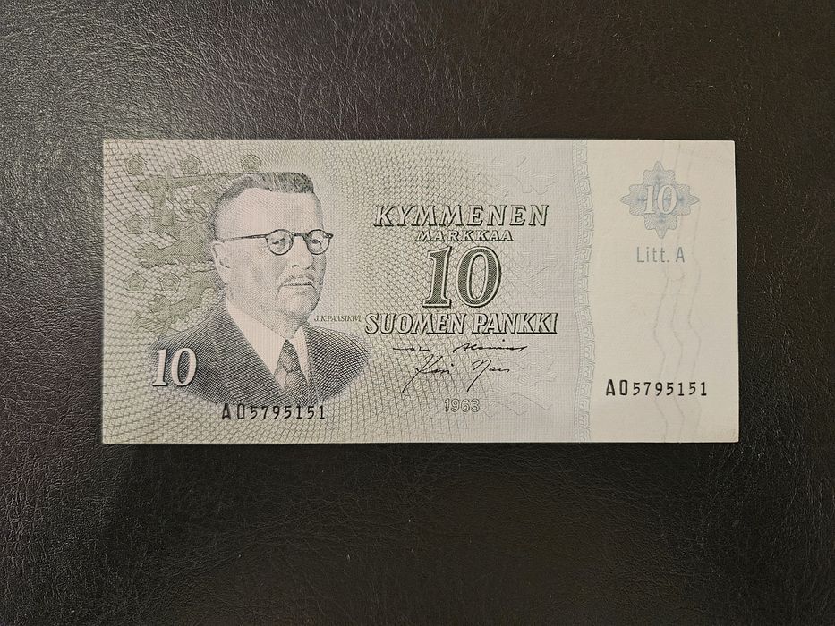 Банкнота Финландия 10 марки 1963 Litt.A