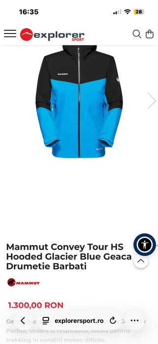 Vand Mammut Convey Tour HS Hooded Glacier Blue Geaca Drumetie Barbati