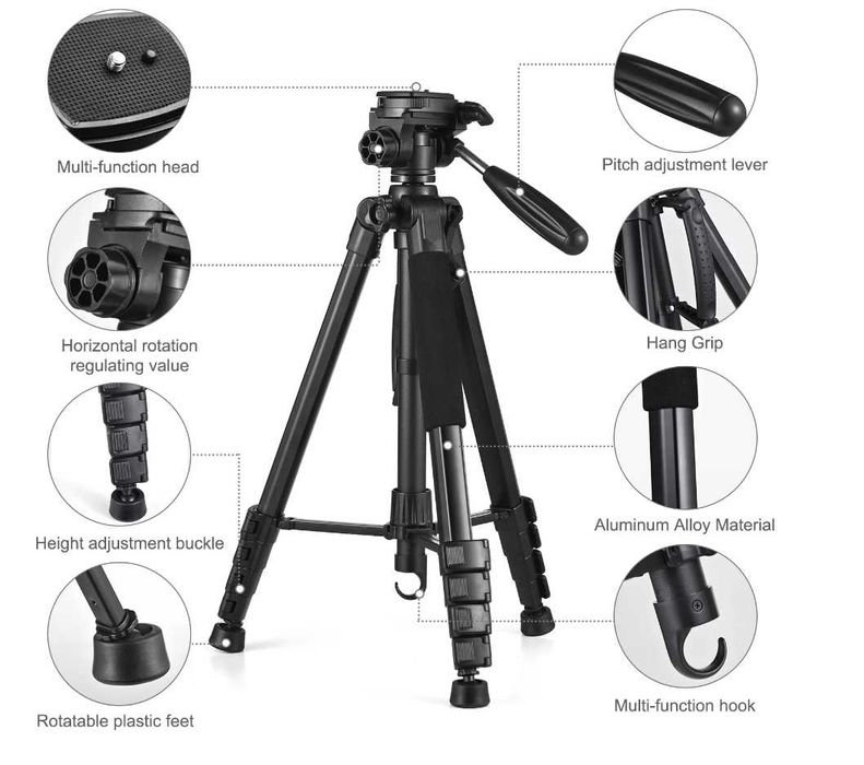 Статив Andoer с панорамна глава 1.88м. / 5клг.