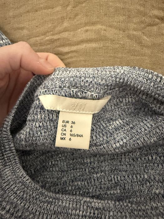 Bluza h&m bumbac bleu-gri 85% xs merge la S/M