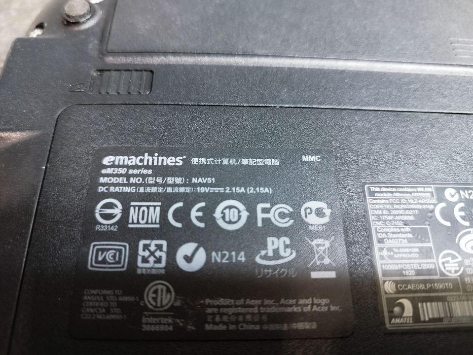 Minilaptop, notebook Emachines display 10"