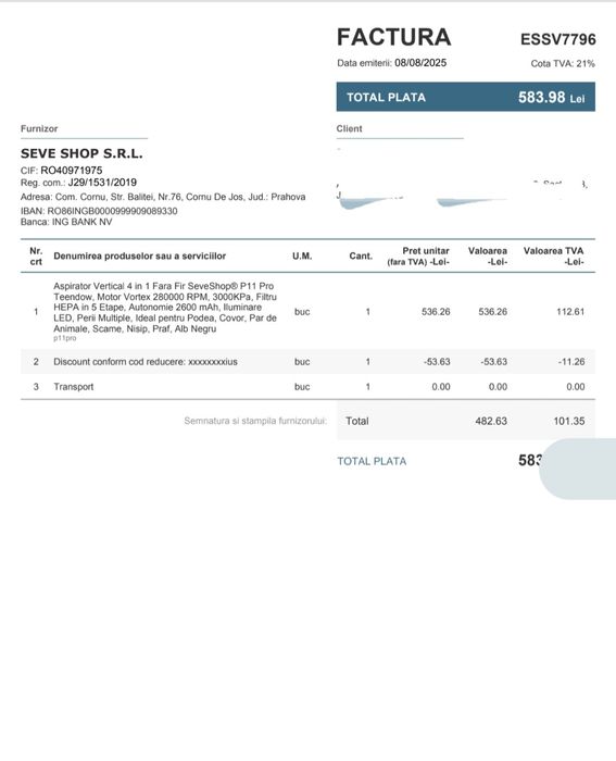 Aspirator vertical fara fir