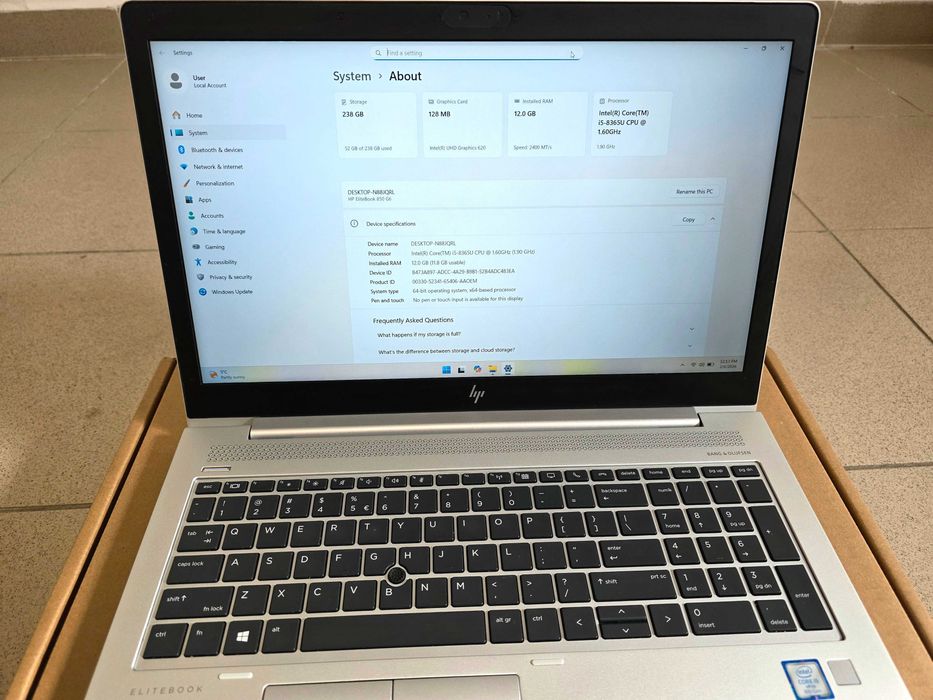 Laptop HP EliteBook 850 G6 – i5-8365U, 12GB RAM, SSD 256GB