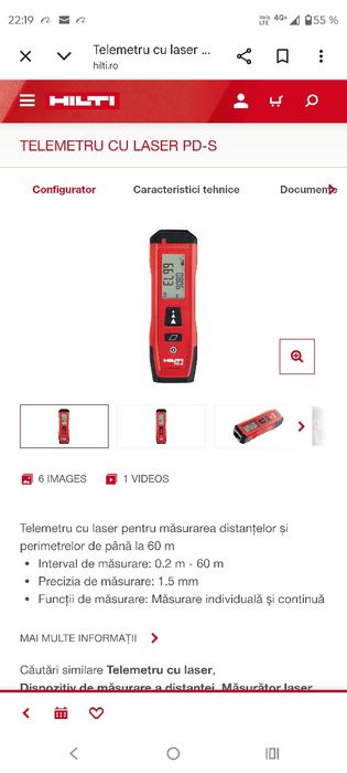 De vanzqre telemetru Hilti PD-S. Am și Bosch