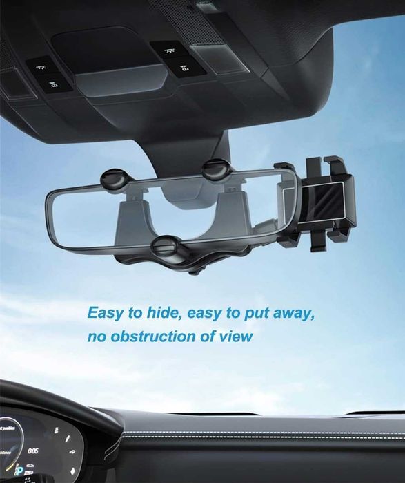 360° въртящ се държач за телефон за кола с огледало