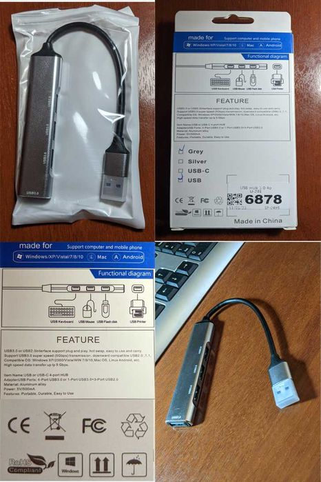 USB 3 HUB Multi Splitter Super Speed 4-портовый концентратор 5 Гбит/с