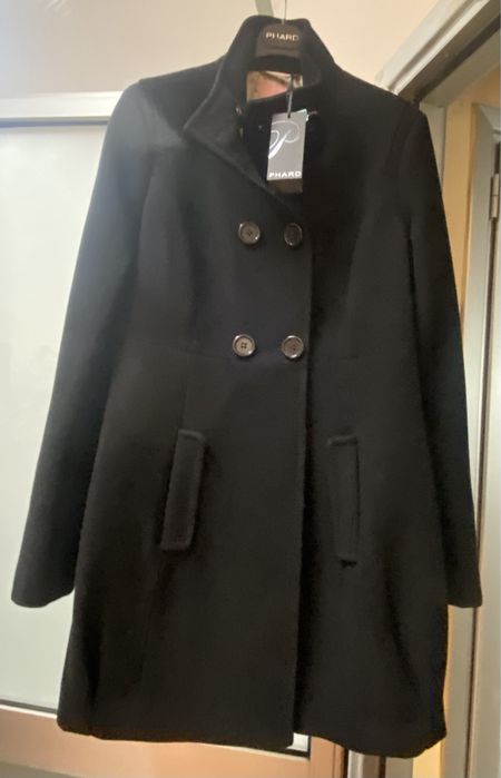 Дамско черно палто вълнено