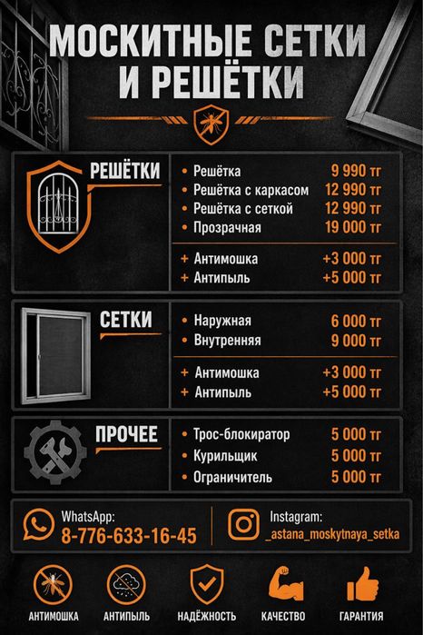 Москитный сетка и решетка