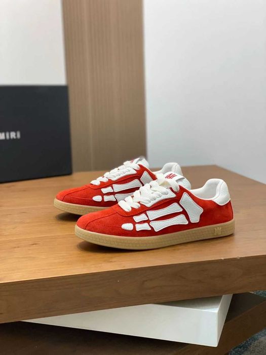 Amiri Skel Top Low Suede Red