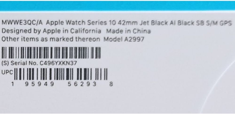 APPLE WATCH S10 42mm Jet Black Al Black SB S/M GPS.