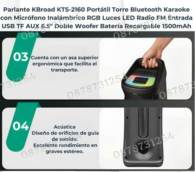 Преносима Караоке Тонколона 2х6.5 инча с Безжичен Микрофон и Блутуут