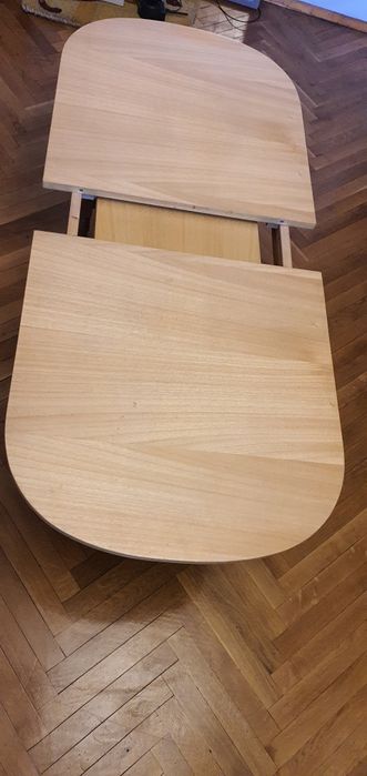 Холна трапезна маса от естествено дърво разтегателна две нива