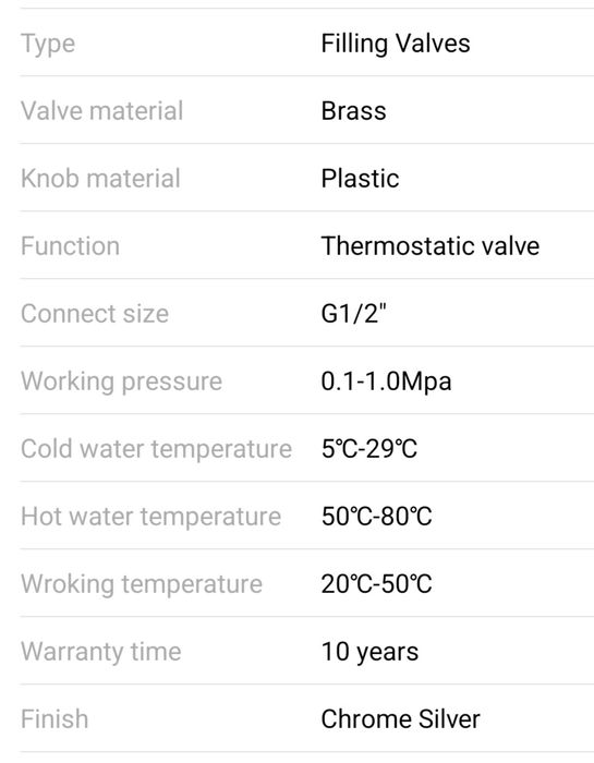 Valva amestec apa, termostatata, reglabila