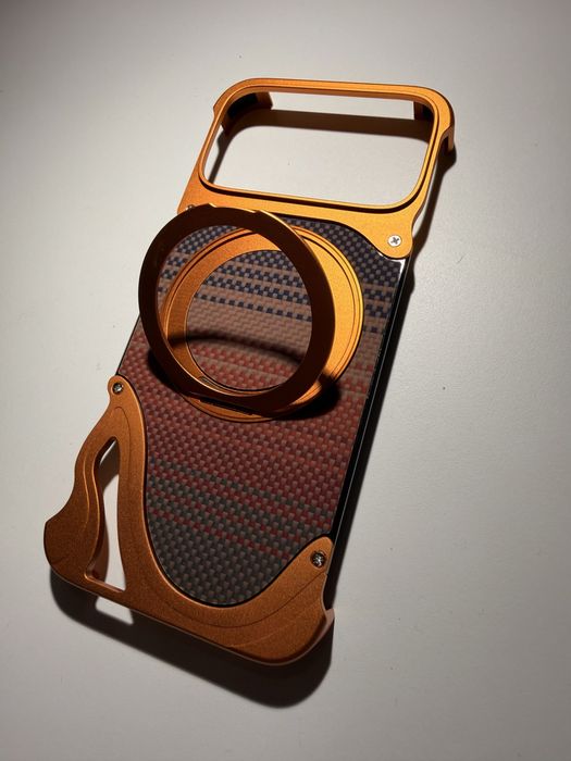 Husă iPhone 17 Pro Max Premium, cadru aluminiu, MagSafe, buton rotativ