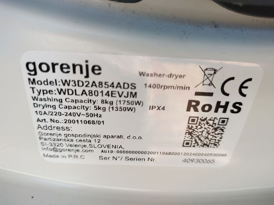 Mașină de spălat Gorenje 8 kg cu uscător