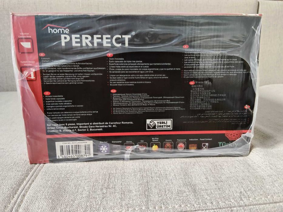 Set de oale din inox de 9 piese „Home Perfect Mega Cookware Set” NOU