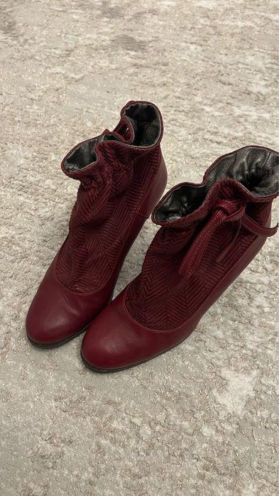 Botine bordo piele naturala