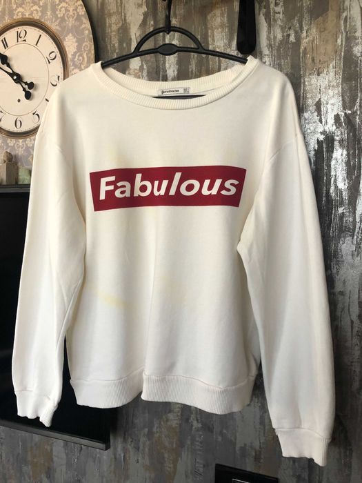 Hanorac alb cu imprimeu Fabulous_Stradivarius marime L