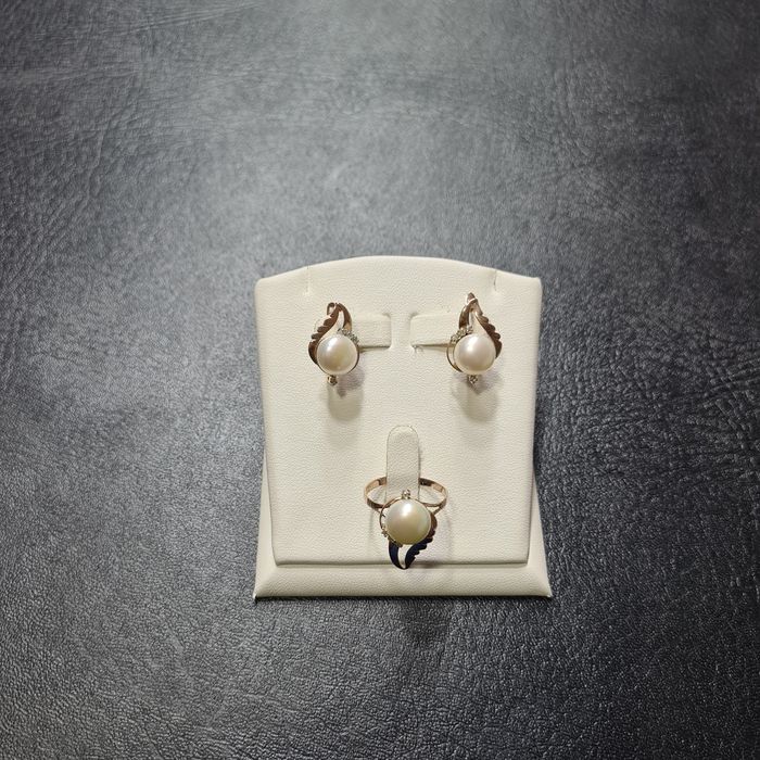 Комплект Золотой с Бриллиантами Жемчуг