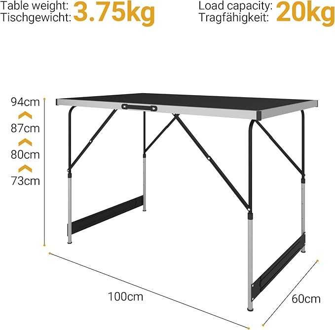 Сгъваема маса MIADOMODO®, комплект от 3 бр., 100 x 60 см,