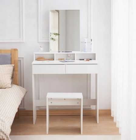 НОВО! Козметична бяла тоалетка със стол и огледало