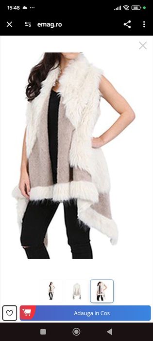 Vestă gri cu blana nouă