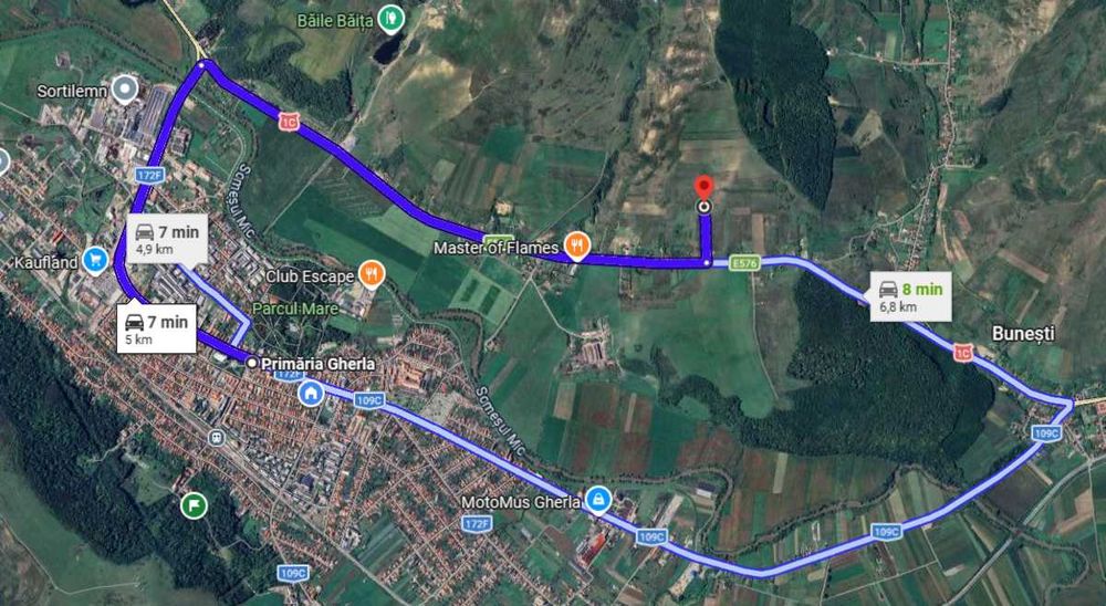 Teren 11.600 mp lângă Gherla – panoramă superbă, apă și curent în apropiere, LEA 20 kV și post trafo