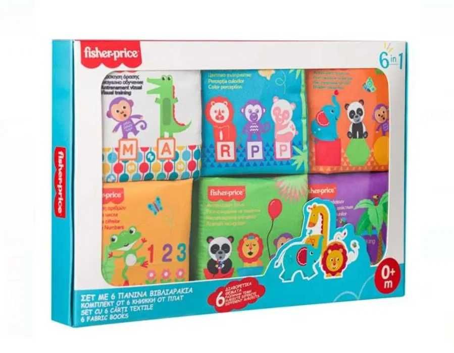 Комплект бебешки книжки от плат Fisher Price / 6 броя