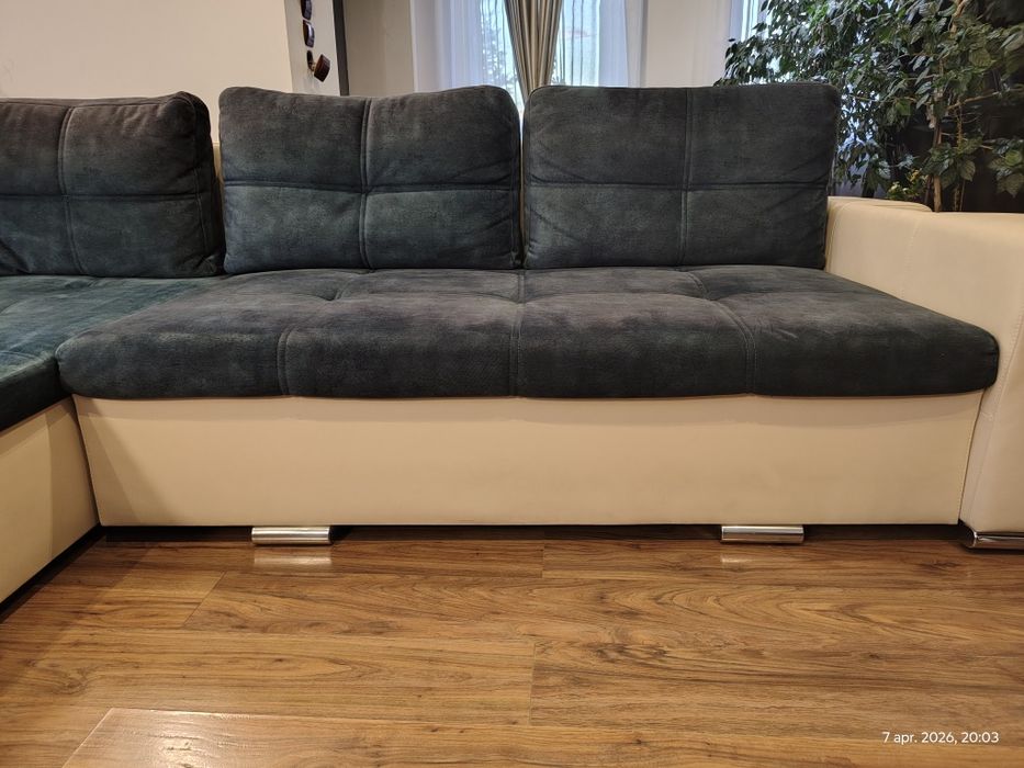 Vând colțar extensibil Stauer, în formă de L — reversibil stânga/dreapta, cu ladă de depozitare