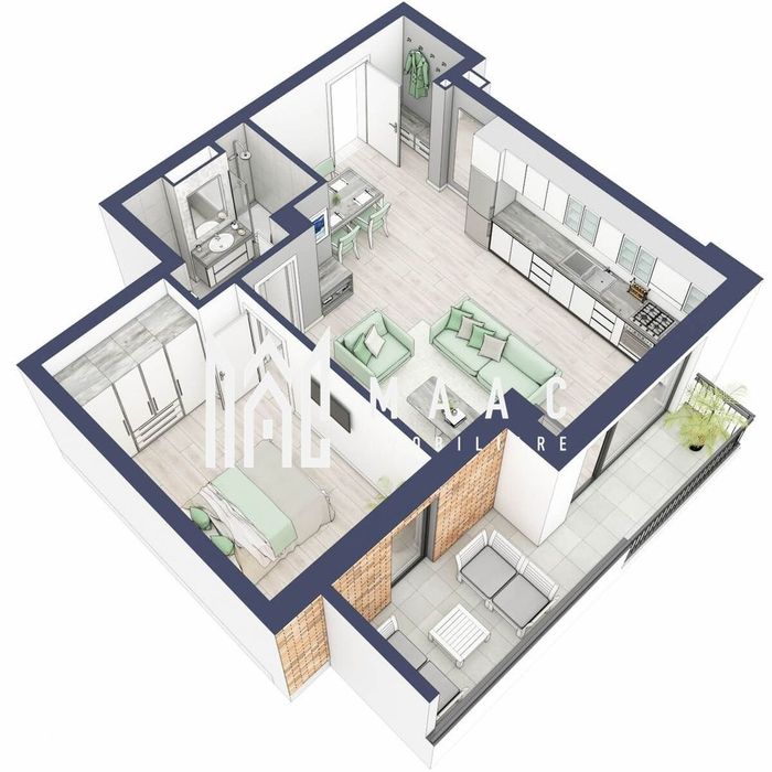Apartament 2 camere | Balcon 10.3 mp | Etaj 2 | Turnisor