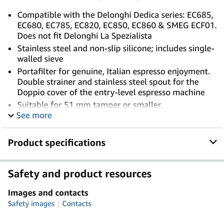 Portafiltru pentru Delonghi EC680, EC 685, EC 885