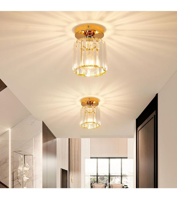 LUSTRA  E27 cristal/ metal Auriu