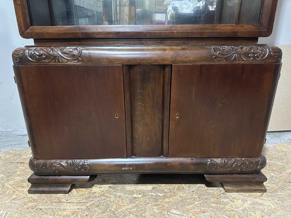 Vitrina Vintage Stil ArtDeco; Comoda cu vitrina din lemn