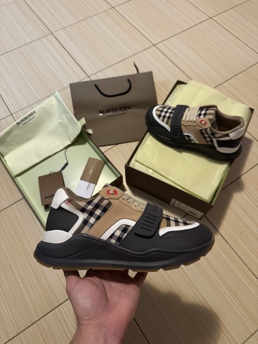 Adidasi Burberry piele naturala full box