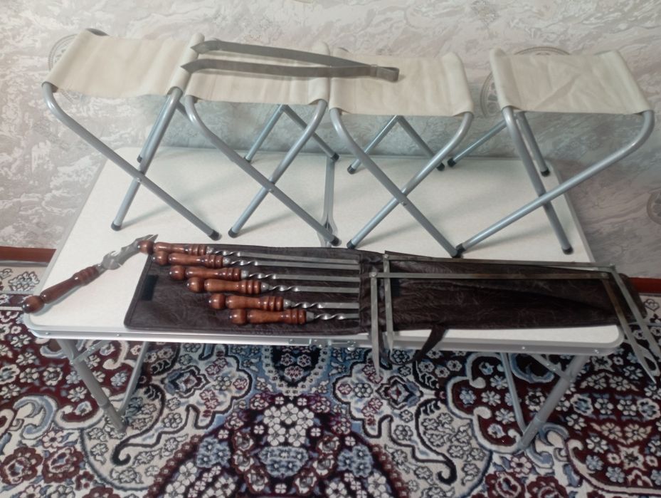 Раскладной стол и стул + шампур и мангал