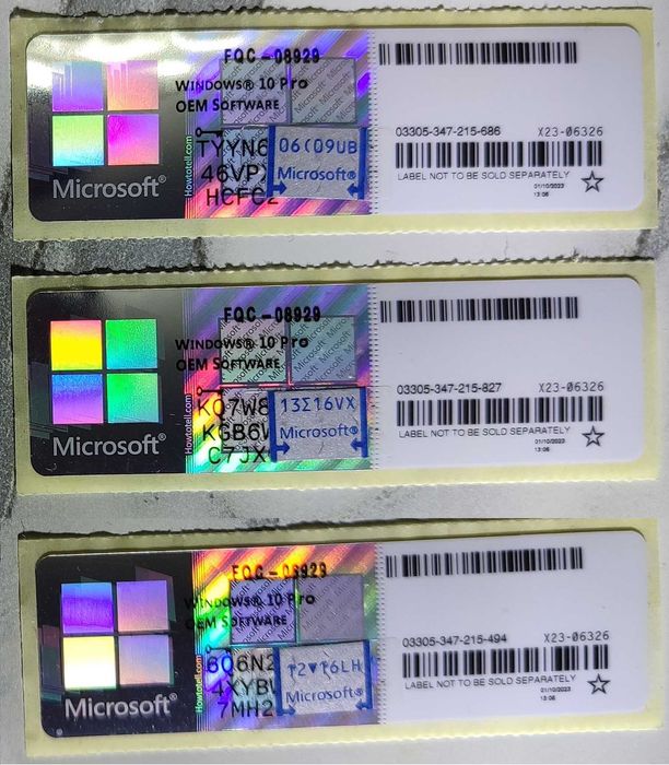 Windows 10 и 11 pro Наклейка ключ 3300т