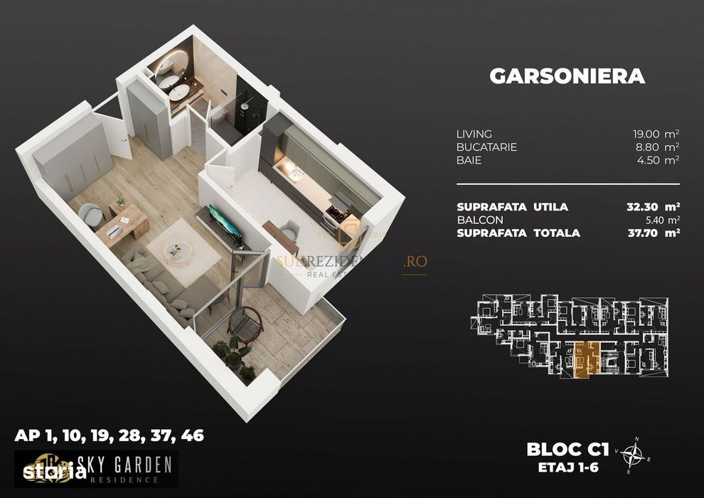 Garsoniera de vanzare, finisata premium, imobil nou, metrou Berceni