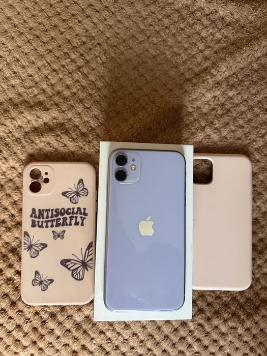 iPhone 11 Purple Full box-64 gb, Impecabil + 3 Huse Cadou