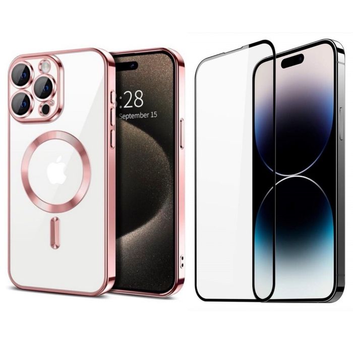 Husa Magsafe Lucioa si Folie Sticla Armour Iphone 12/13/14/PRO/PRO MAX