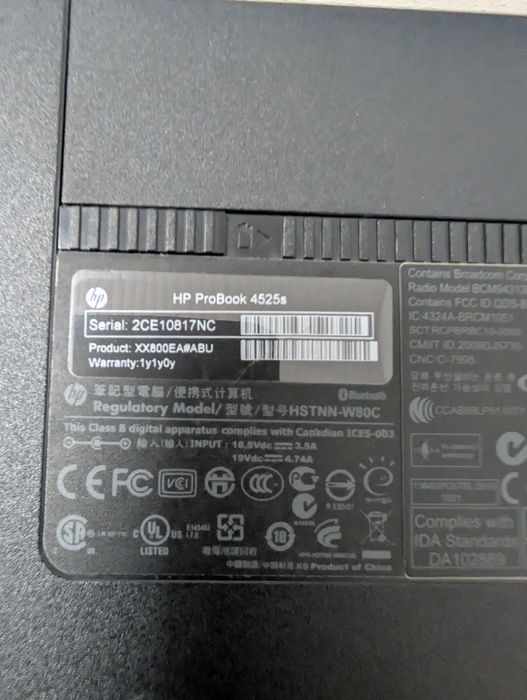 HP ProBook 4525s 15.6" / 4GB RAM / 500GB HDD / Windows 10 Pro