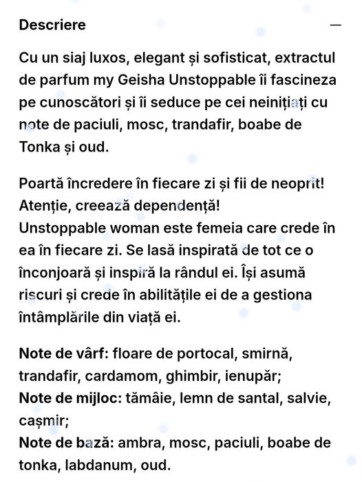 My Geisha - Unstoppable, 100 ml  extract de parfum