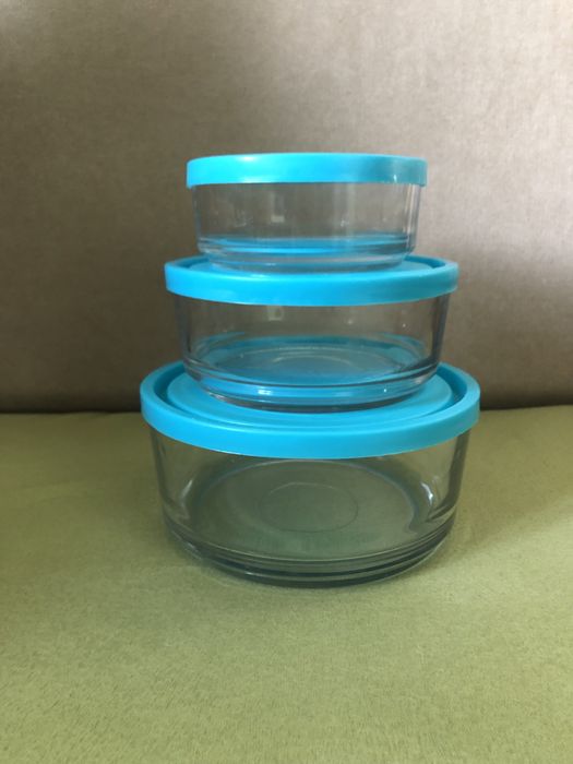 3 броя стъклени кутии за съхранение