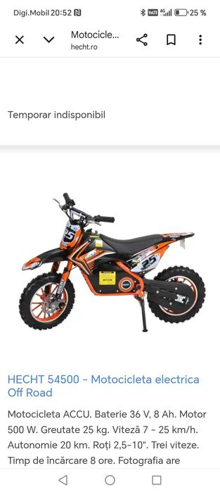 Motocross electric hecht copii 6-10 ani