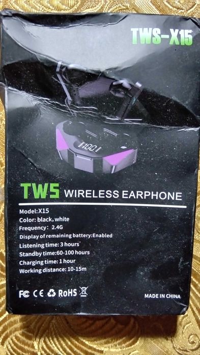 Геймърски безжични слушалки TWS X15 с LED дисплей