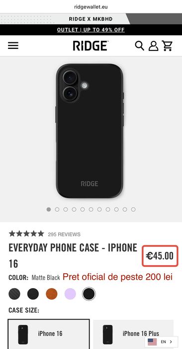 Husa piele leather case originala Apple iPhone 16 Black