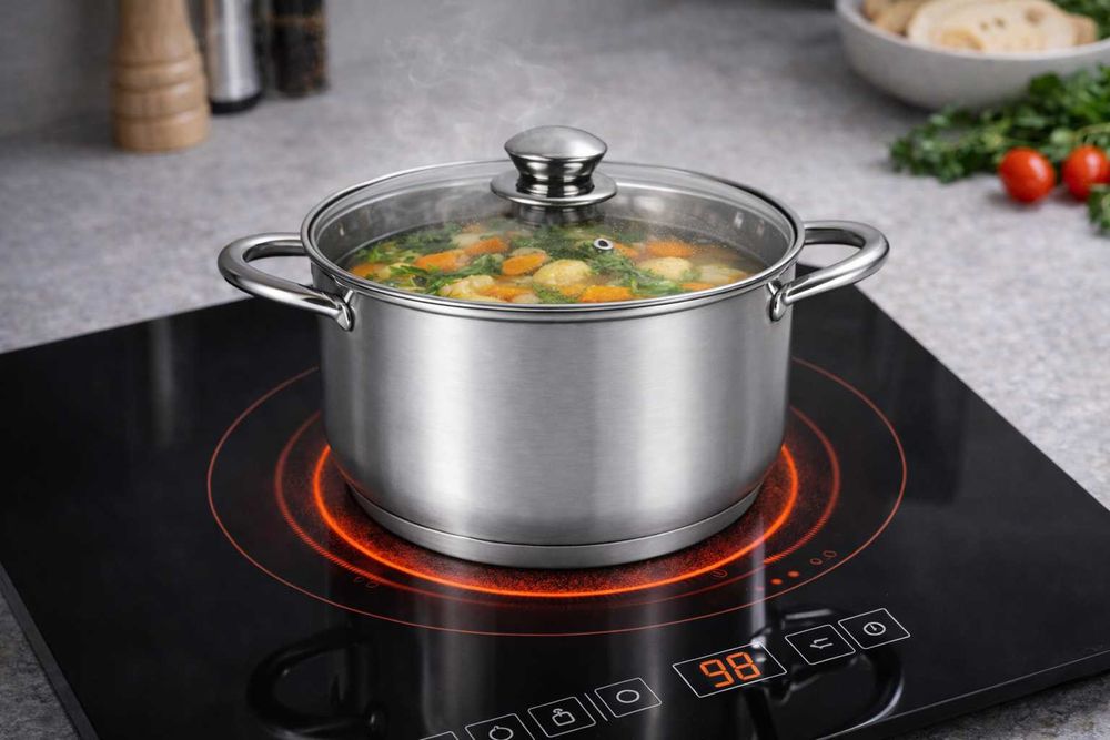 Oala inox Swiss Z Line ZSC-1220 20 cm cu capac sticla 3.5 L